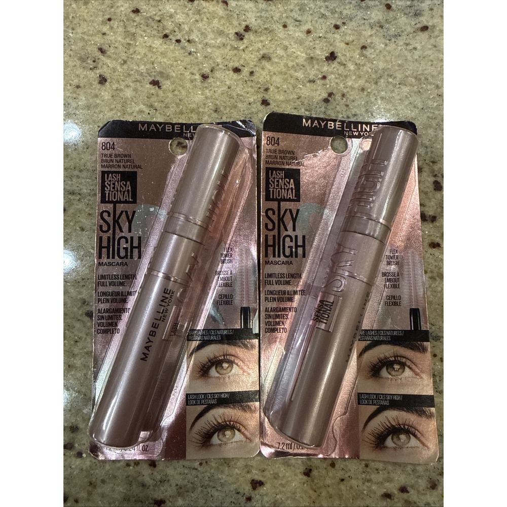 Lot of 2 - NEW MAYBELLINE LASH SENSATIONAL SKY HIGH MASCARA 804 - True Brown